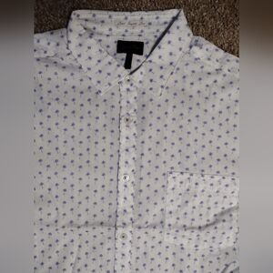 Good Man Brand White and Blue Short Sleeve Palm Tree Button Down Shirt
